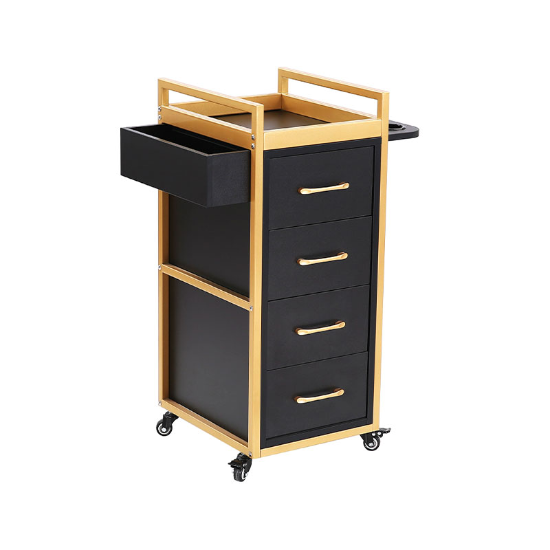 HZ2069BK / HZ2069W Kereta troli salon kecantikan hitam & emas