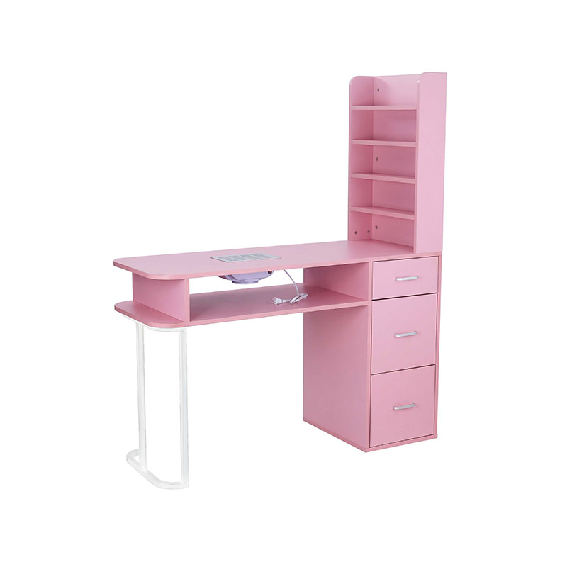 HZ2040PK Meja kuku salon kecantikan dengan pengumpul debu dan bantalan pergelangan tangan