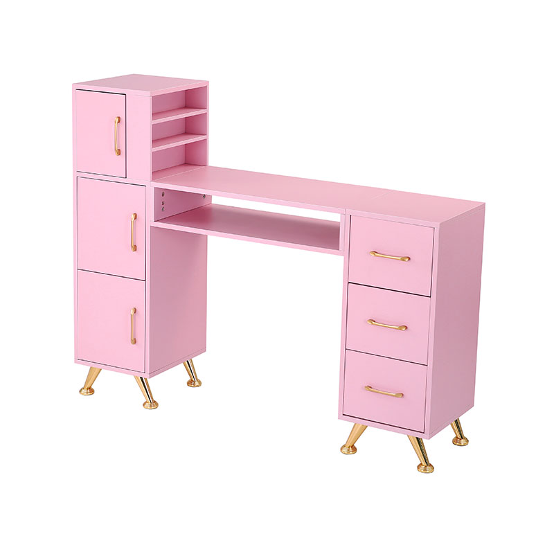 HZ2024BP Meja manikur meja kuku untuk teknologi kuku dengan bagian atas kaca & sandaran tangan