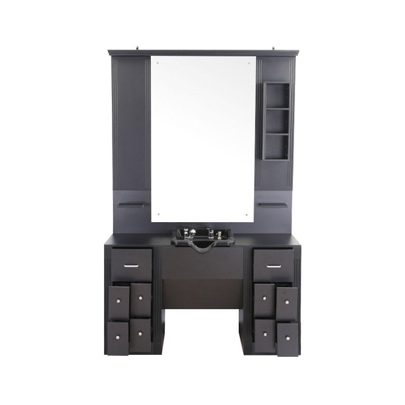 HZ2039 Meja rias rias besar berwarna hitam dengan lemari ringan