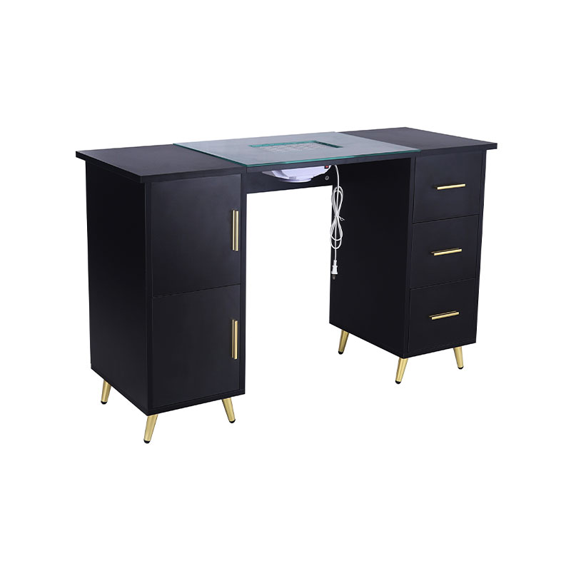 HZ2042PK / HZ2042BK Meja Manikur Meja Kuku untuk Teknologi Kuku dengan Bagian Atas Kaca & Sandaran Tangan