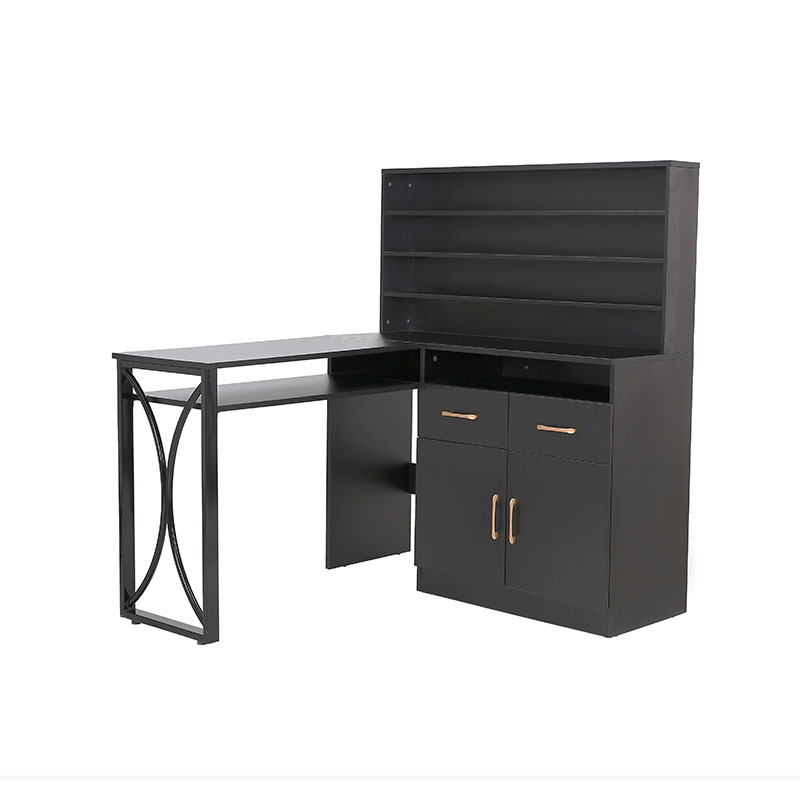 HZ2080 Meja manikur serbaguna berwarna hitam dengan laci