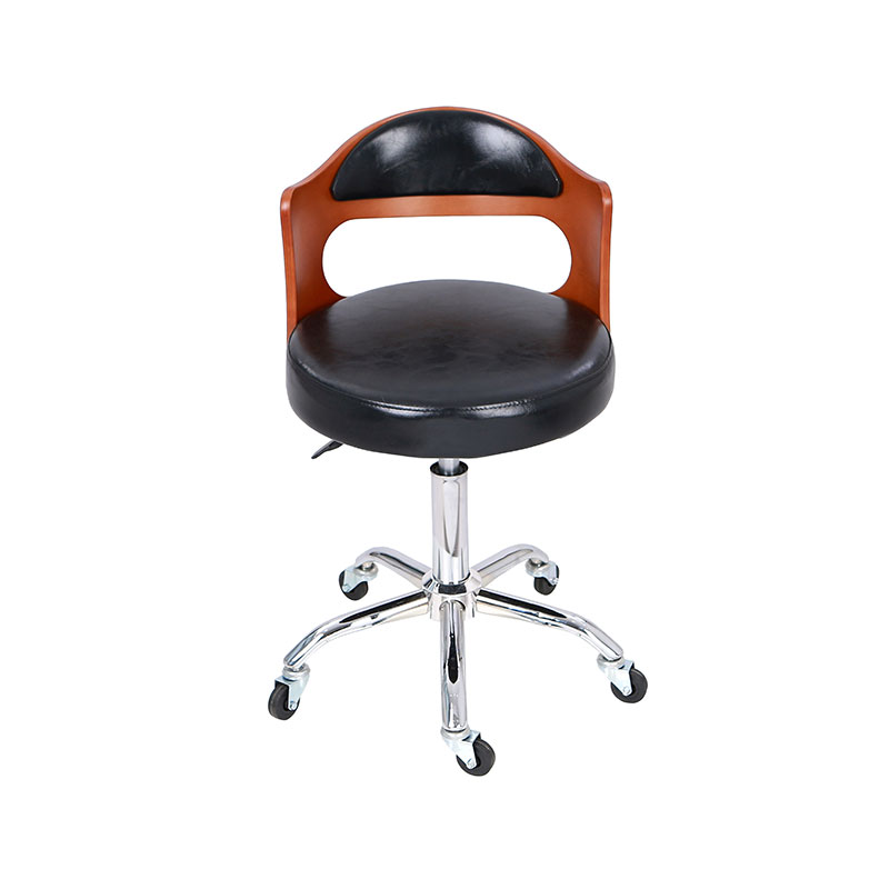 HZ8828 Kursi hitam dengan bangku salon putar belakang kayu