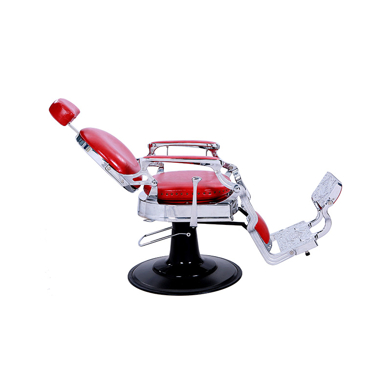 HZ8799DR Kursi tukang cukur bingkai perak mengkilap merah