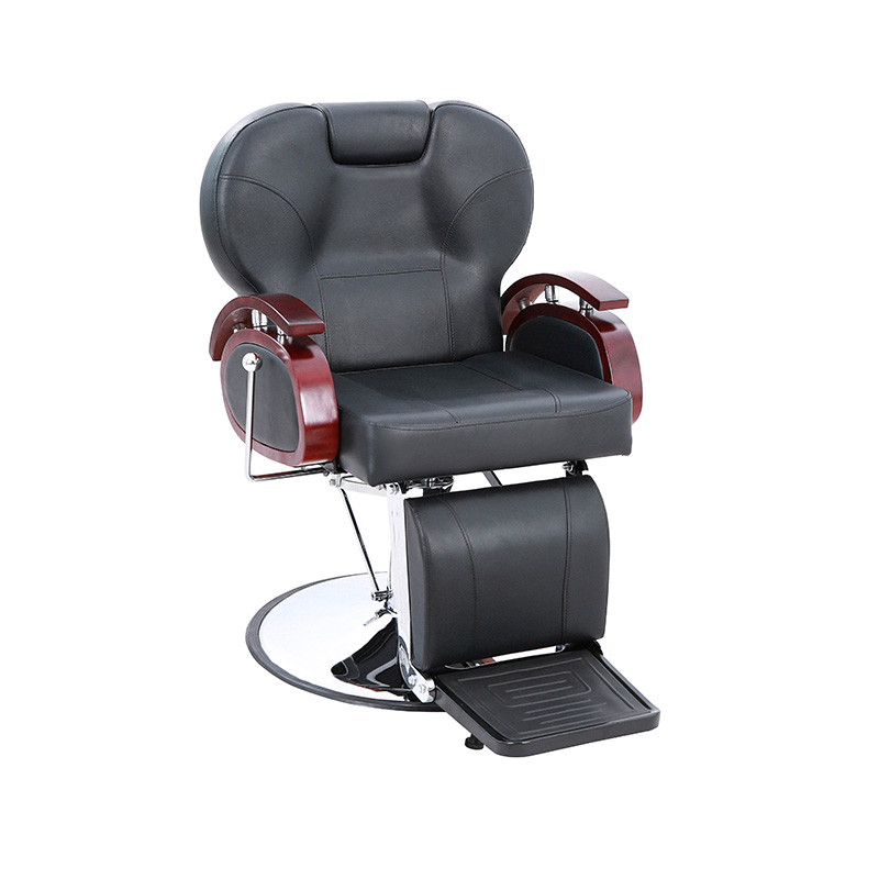 HZ8705B Hitam dengan kursi tukang cukur sandaran hidrolik pegangan kayu