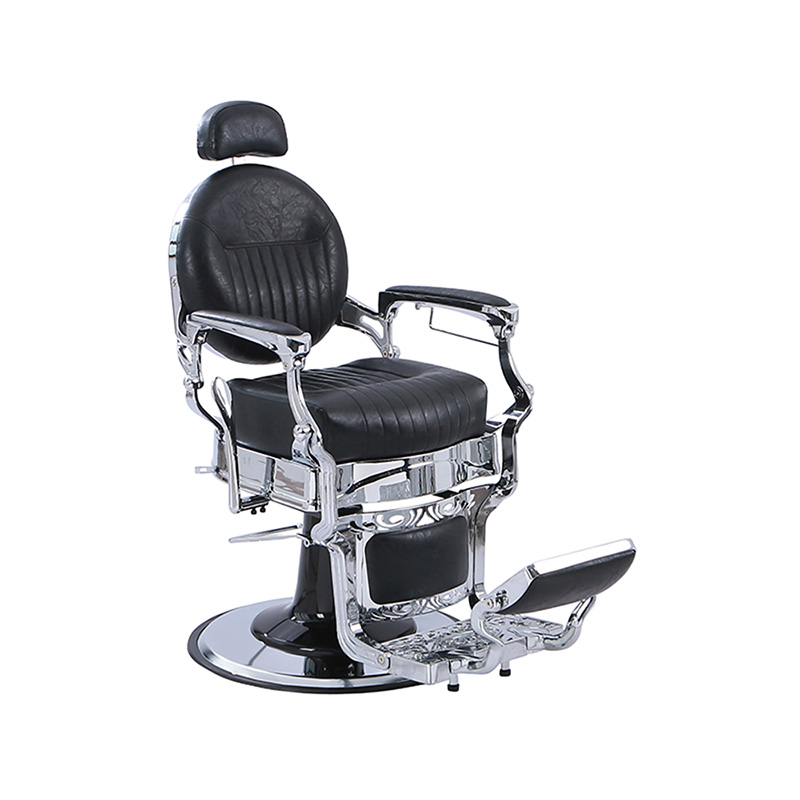 HZ8799C Kursi malas retro bantalan persegi tebal pola vertikal klasik hitam