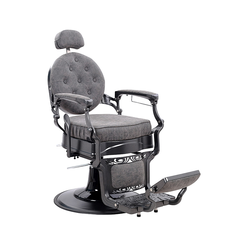 HZ8799M Kursi penata rambut retro hidrolik bantalan persegi abu-abu