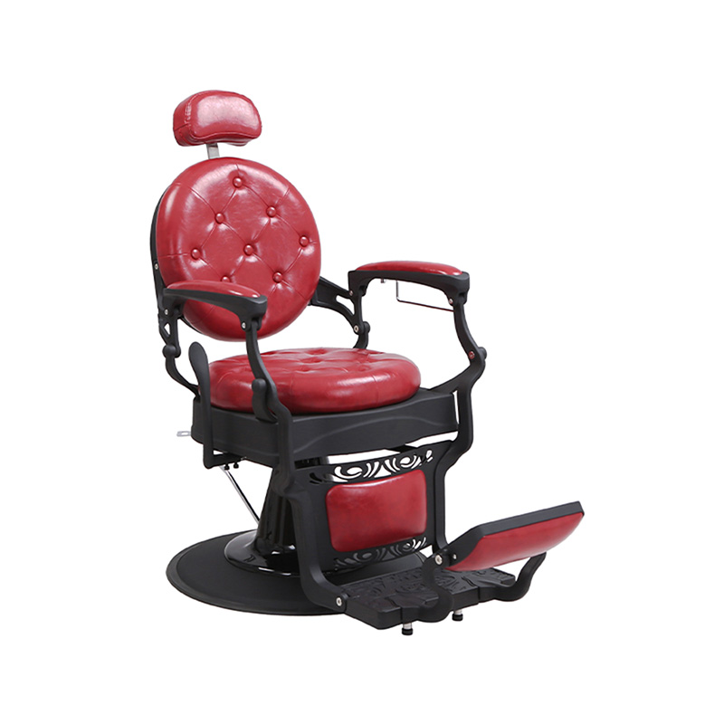 HZ8799MS Kursi tukang cukur linen berwarna merah anggur antik