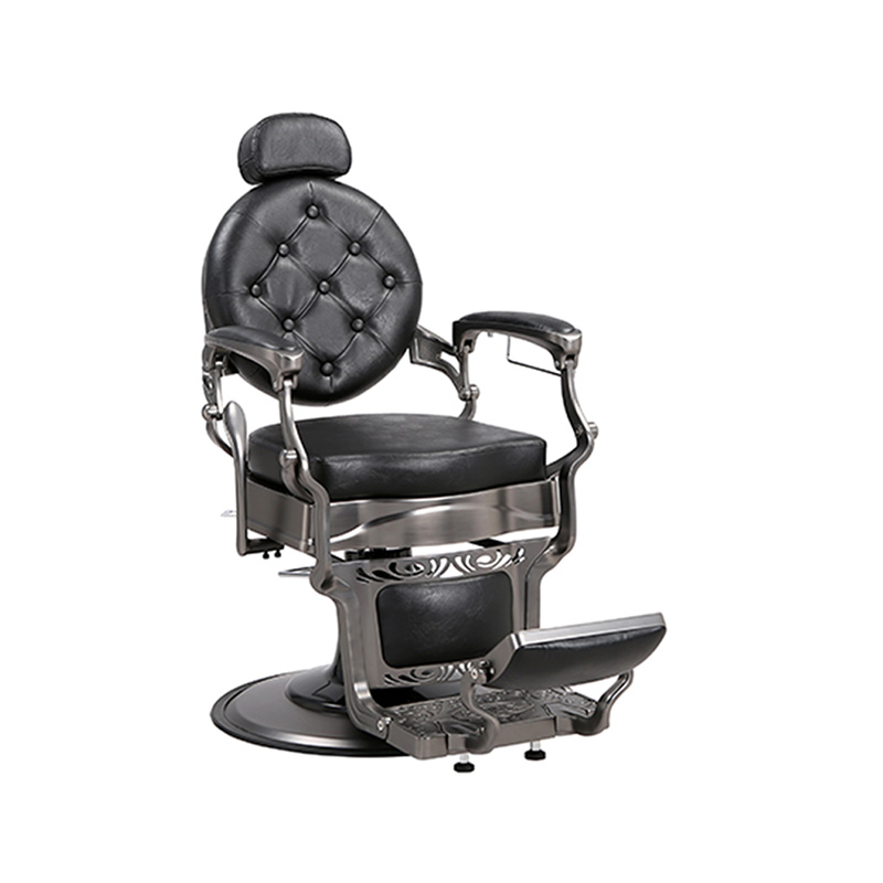 HZ8799Q-H Kursi penata rambut retro hidrolik bantalan persegi abu-abu pistol